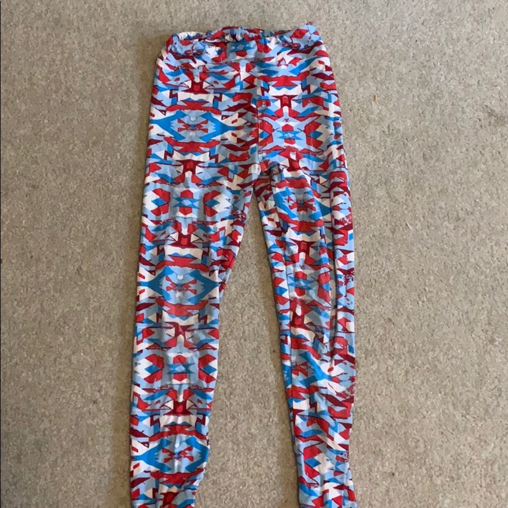 girls red white and blue leggings lularos